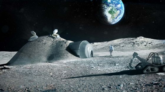 Louisiana inviterer på en rejse til Månen</br>Tegnestuen Foster + Partners har designet en månebase til ESA's Moon Village. Bygningsstrukturen er 3D-printet af det stenmateriale, som allerede findes på Månen. </br>Foto: ESA Foster + Partners 