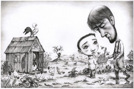 BILLEDSERIE: I værkstedet hos Otto Dickmeiss</br>Fra bogen Farfar</br>Foto: Illustration af Otto Dickmeiss