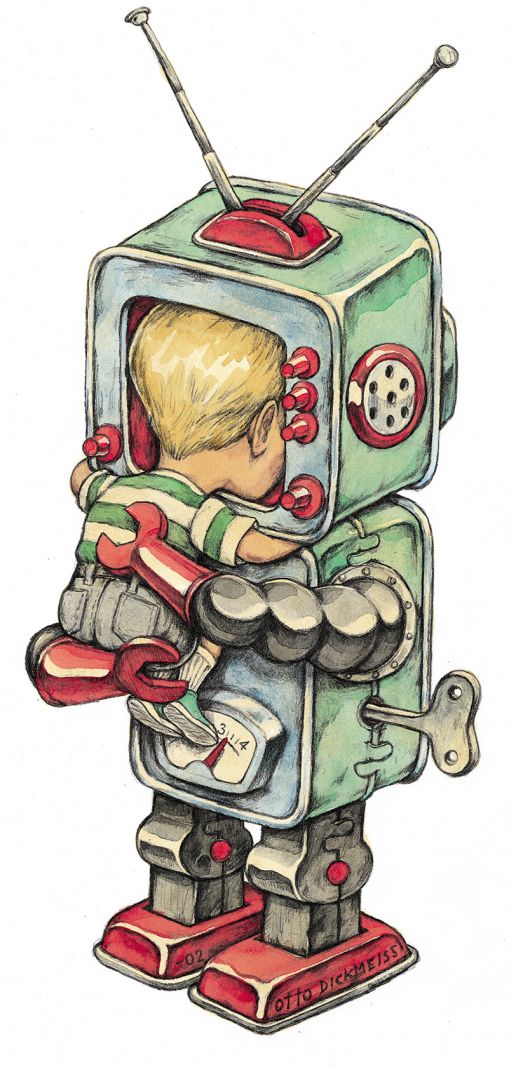 BILLEDSERIE: I værkstedet hos Otto Dickmeiss</br>Robotboy</br>Foto: Illustration af Otto Dickmeiss