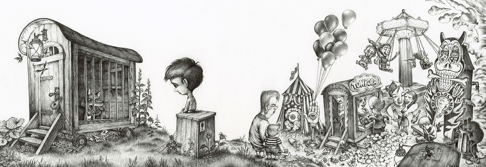 BILLEDSERIE: I værkstedet hos Otto Dickmeiss</br>Fra bogen Rævefælden</br>Foto: Illustration af Otto Dickmeiss