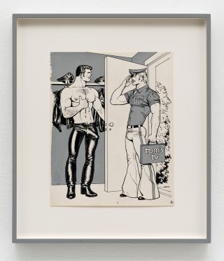 Øm nøgenhed og rå porno i billedkunsten har formet vores frisind</br>Tom of Finland, T.V. - Repair, 1972, pen, ink, gouache and cut-and-pasted photo on paper, 21 parts, courtesy David Kordansky Gallery, Los Angeles</br>Foto: Brian Forrest