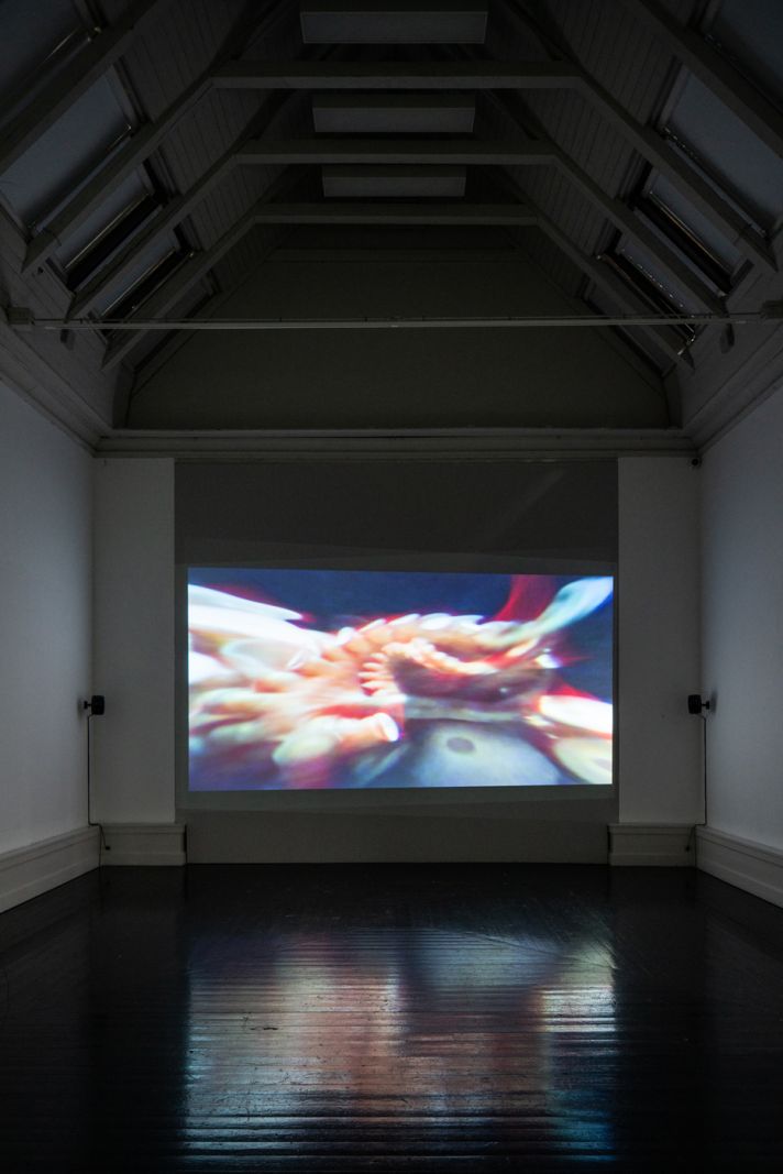 Kosmisk eksistens på Den Frie Udstillingsbygning</br>Ann Lislegaard - Malstrømmen. En animeret cyborg udformet som et portræt af Lislegaard selv og et narrativ baseret på Edgar Allan Poes ‘A Decent into the Maelström’ (1841) udgør rammen for Lislegaards videoværk.</br>Foto: PR-Foto / Den Frie Udstillingsbygning - David Stjernholm