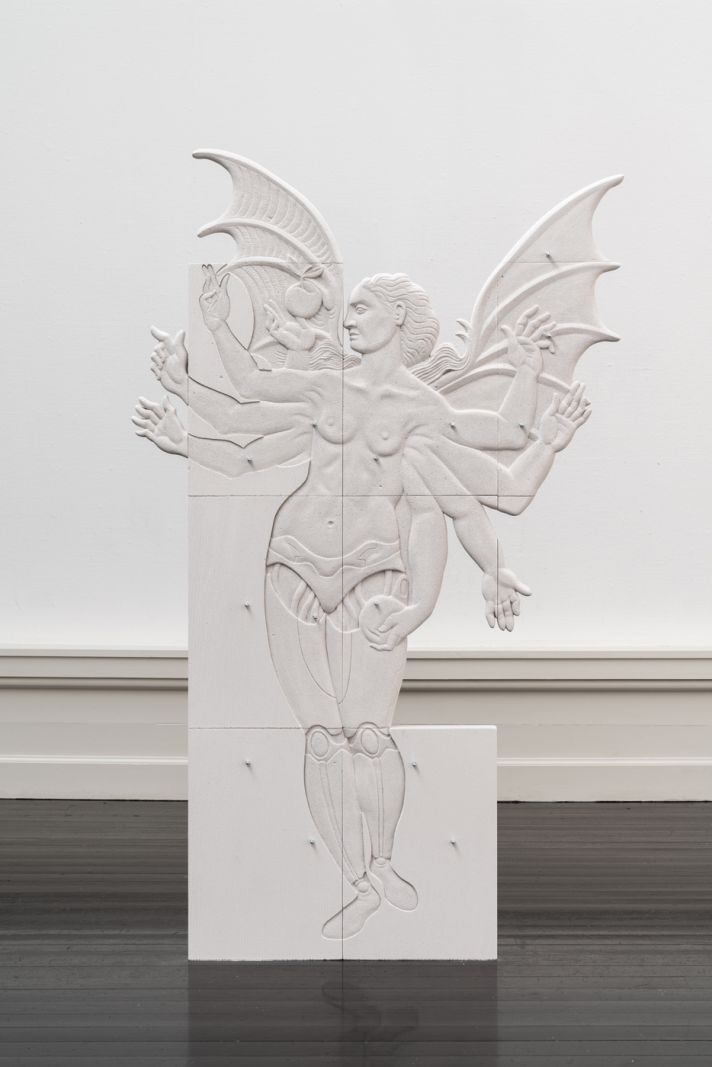 Kosmisk eksistens på Den Frie Udstillingsbygning</br>Sif Itona Westerberg - Fruitpicker. Med værket påminder Westerberg os om menneskets planetære forandringskraft. Som en slags guddom er vores kroppe og arme forlænget med stadig flere og mere avancerede teknologiske værktøjer. </br>Foto: PR-Foto / Den Frie Udstillingsbygning - David Stjernholm