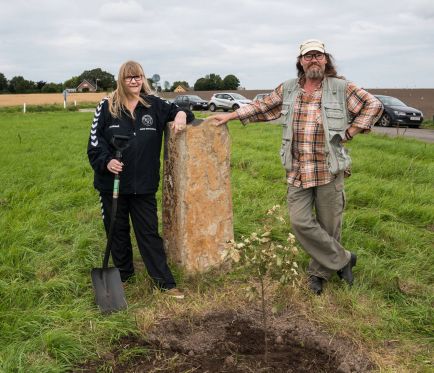 Da kunst skabte fællesskab i landsbyer</br>På nedlagte sportsarealer i Thorums midte er en ny byskov med 7000 træer blevet plantet. Ved indkørslen til byen er der plantet yderligere syv ege hver ledsaget af en meterhøj basaltsten</br>Foto: Kurt Nielsen 
