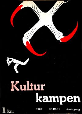 Fra Kirsten Birgit til anti-nazismens bladtegnere</br>Forsiden af magasinet Kulturkampen fra 1938.</br>Foto: PR-foto / Storm P. Museet