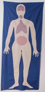 Gudrun Hasle broderer grumme historier om sit liv igen og igen</br>Gudrun Hasle, 'stop cring' (2020)</br>Foto: PR-foto - Copenhagen Contemporary / David Stjernholm