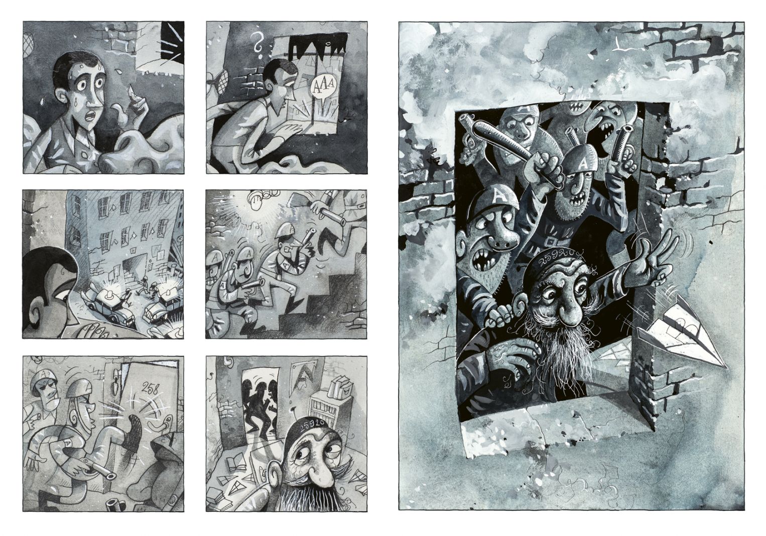 Grå og ordløs graphic novel kommer hurtigt fra A til B</br></br>Foto: PR-foto / Forlaget TORGARD 