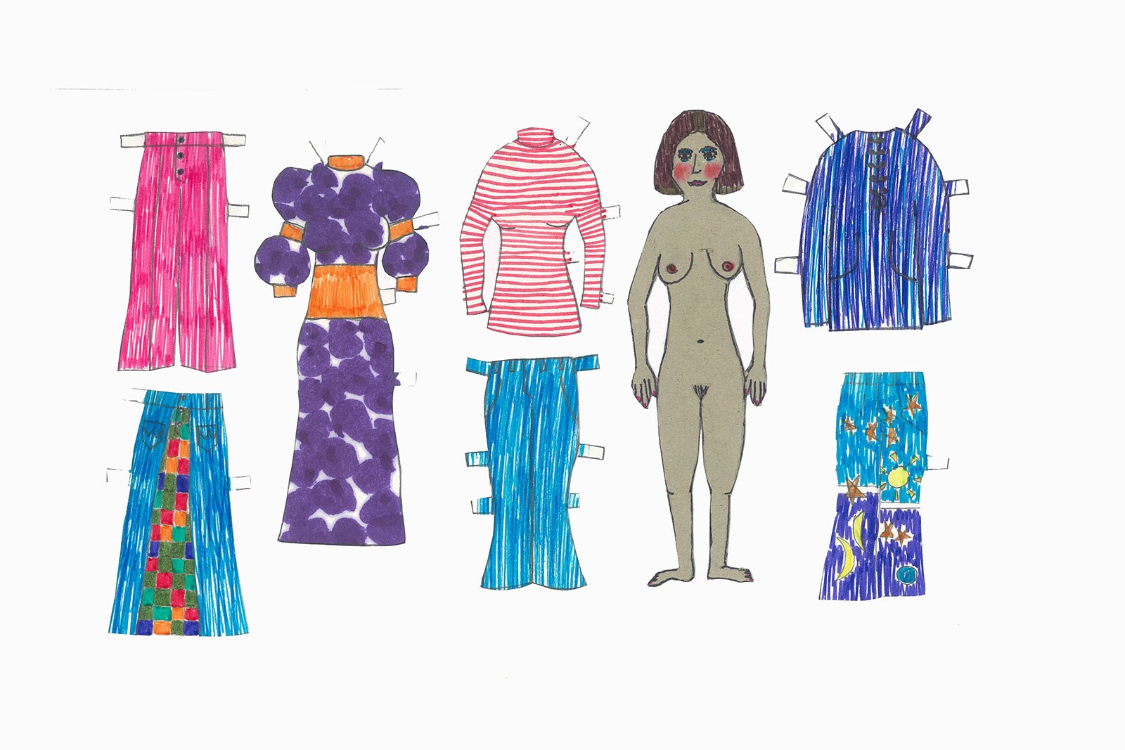 Kan talent ses i børnetegninger?</br>Bente Skjøttgaard tegnede påklædningsdukken med kollektion, da hun var 13 år. I dag arbejder hun med keramik.</br>Foto: Foto: PR-foto / Trapholt