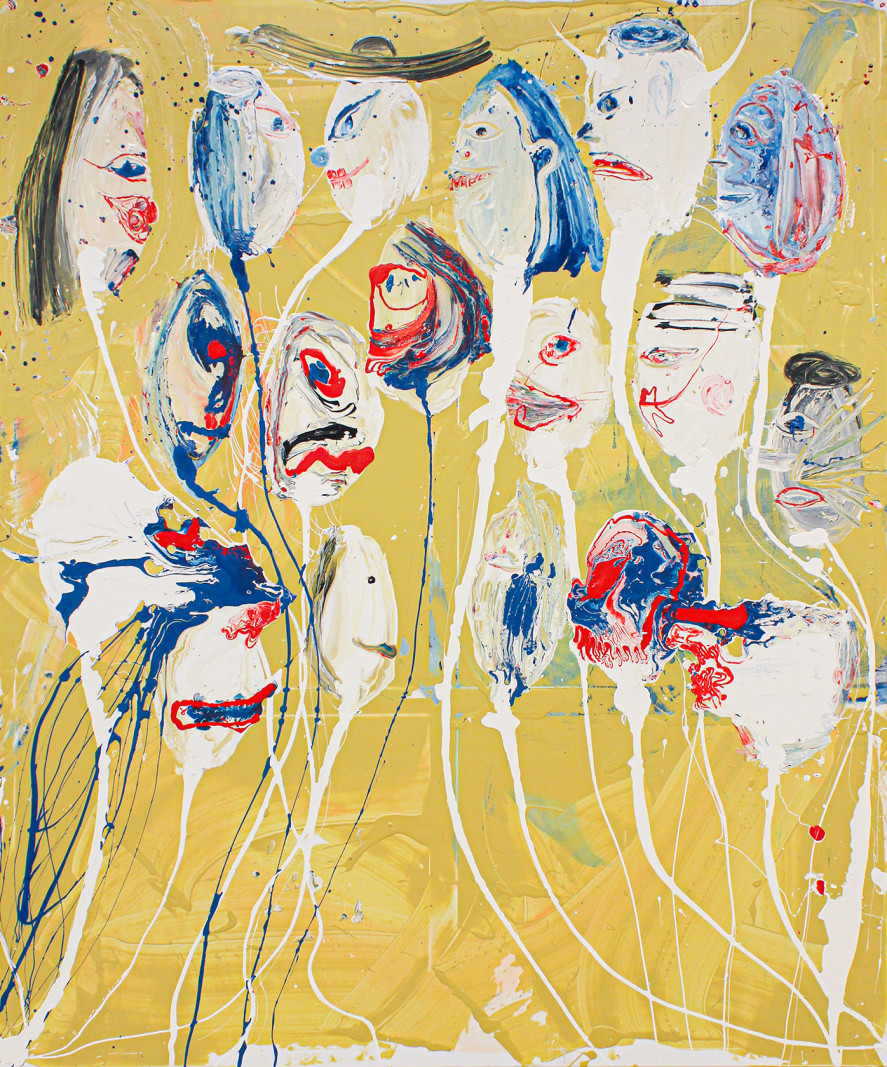 Frederik Næblerøds kunstneriske puls slår et slag for den ekspressionistiske og naivistiske stil</br>Frederik Næblerød, Balloons (moods), 2020.</br>Foto: Maleri af Frederik Næblerød
