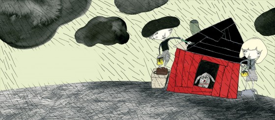 Børnebøger om døden, vold i hjemmet og damenumser</br>Det hus Jack (og Melissa) byggede. Billedbog af Kim Fupz Aakeson og Lilian Brøgger.</br>Foto: Illustration af Lillian Brøgger / PR-billede Gyldendal