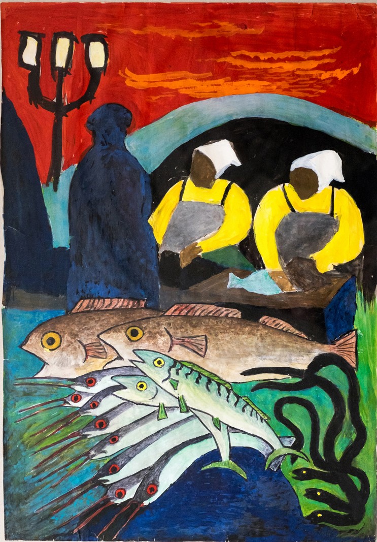 DET BEDSTE SPRINGBRÆT FOR FANTASIEN ER VIRKELIGHEDEN</br>Flemming Quist Møller har taget ordet kunst ud af sit ordforråd. Han synes det er latterligt at diskutere hvad der er kunst - og hvad der ikke er. (Fiskerkoner på Gammel Strand, 1955 © Flemming Quist Møller)</br>Foto: PR / foto: Storm P. Museet