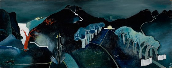 Tove Jansson var meget mere end mor til mumitroldene</br>Maleriet Mystisk Landskab fra 1930'erne.  </br>Foto: Finlands Nationalgalleri / Hannu Aaltonen