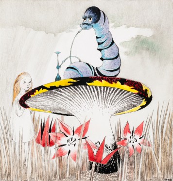 Tove Jansson var meget mere end mor til mumitroldene</br>Illustration fra den svenske oversættelse af Alice i Eventyrland, som nu også fås i dansk oversættelse med Tove Janssons illustrationer. </br>Foto: Finlands Nationalgalleri / Yehia Eweis