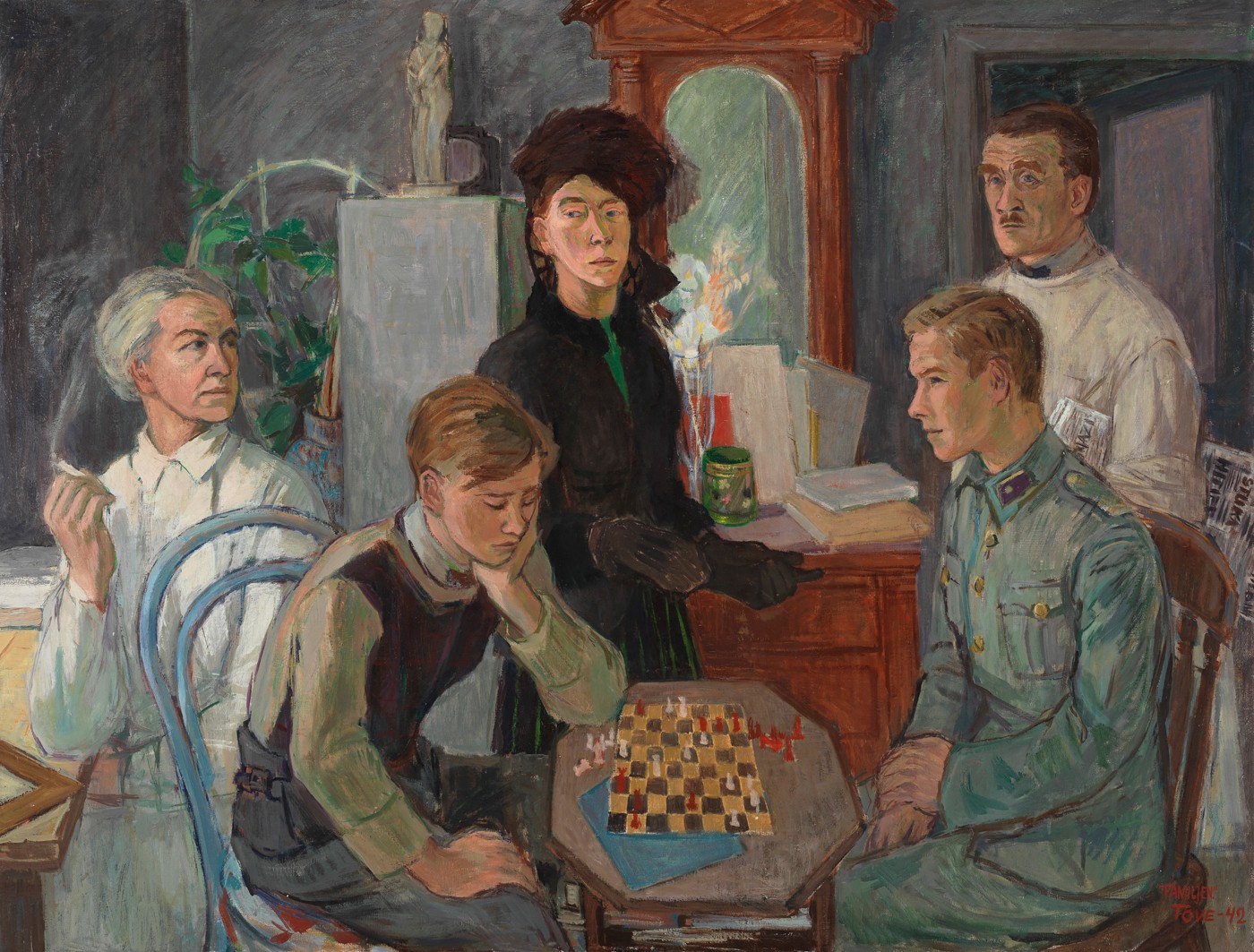 Tove Jansson var meget mere end mor til mumitroldene</br>Familien fra 1942. Tove Jansson kom fra et vaskeægte kunstnerhjem. Begge hendes forældre var kunstnere. Tove Janssons to brødre blev hhv. fotograf og forfatter/kunstner.</br>Foto: Finlands Nationalgalleri / Hannu Aaltonen