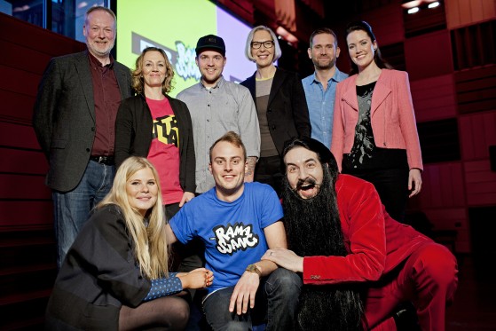 Børneradiokanaler lukker</br>Pressemøde for DR Ramasjang og DR Ultra. Jakob Stegelmann, Kirstine Vinderskov, Joakim Ingversen, Maria Rørbye Rønn, Tommy Zwicky, Stine Lynghard, Sofie Lauridsen, Kristian Gintberg og Hr. Skæg.</br>Foto: Pr-foto/DR - Agnete Schlichtkrull