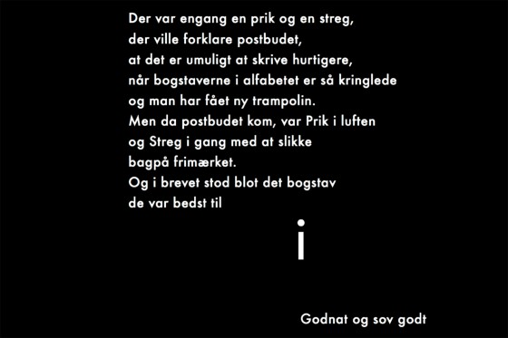 Ny børnebog lægger op til opfindsom godnatlæsning for de små</br>De latinske bogstaver er så kringlede, at Prik og Streg ender med at opfinde morsealfabetet. Det indeholder nemlig kun prikker og streger.</br>Foto: PR-foto