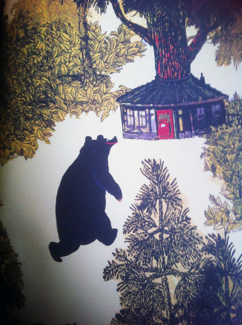 Filosofi i børnehøjde</br>Bjørnen, som ikke havde været der før, finder en lap med spørgsmålet: Er du mig?</br>Foto: Illustration fra bogen